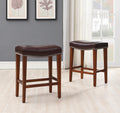 Dark Brown Leather Barstool 2 Pcs Set Brown Bonded Leather