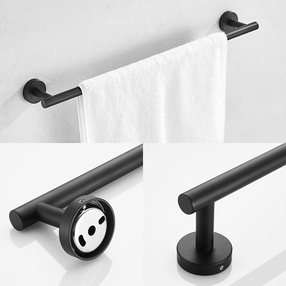 3 Piece Bathroom Hardware Set Matte Black Stainless Steel