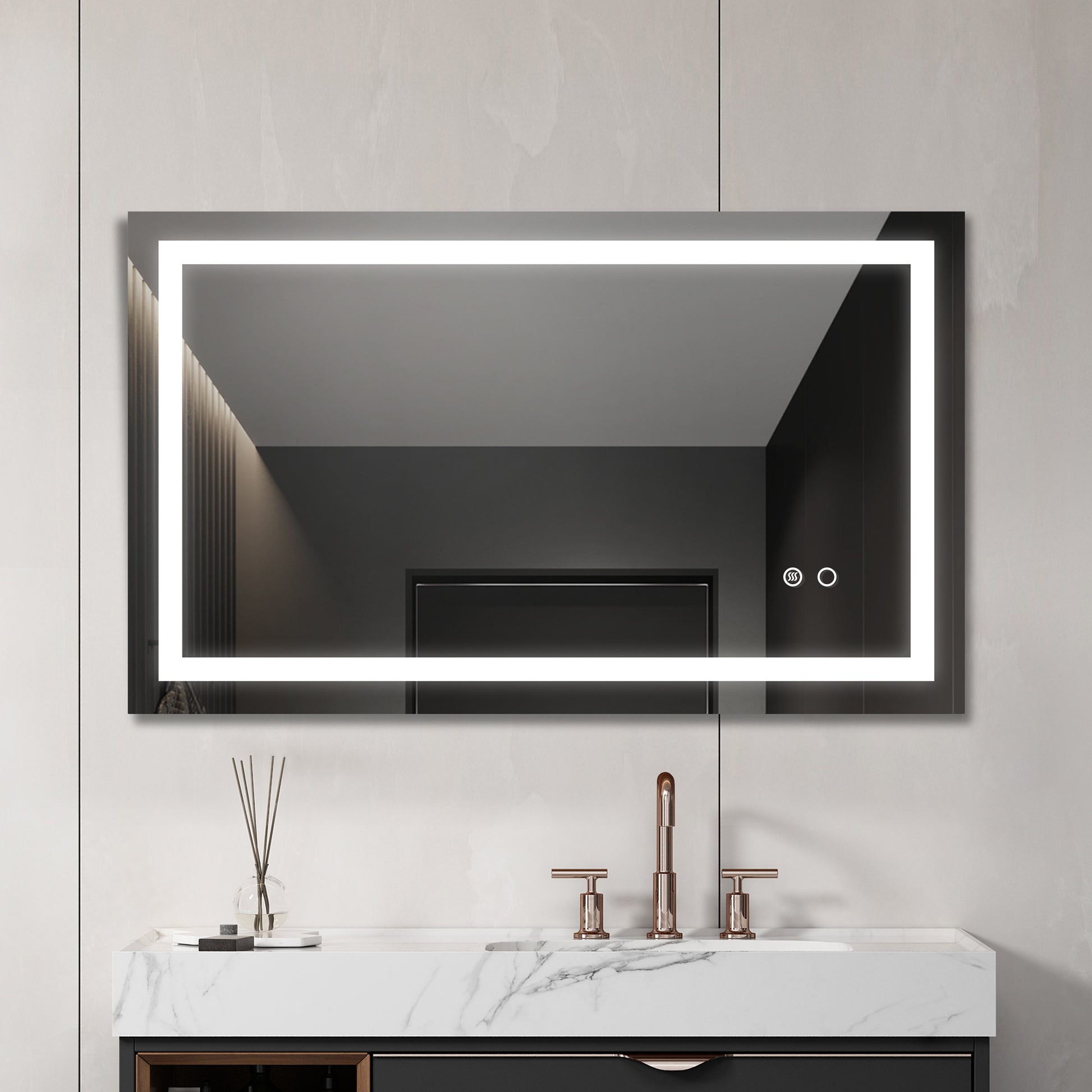 Led Mirror For Bathroom With Lights,Dimmable,Anti Fog,Lighted Bathroom Mirror With Smart Touch Button,Memory Function Horizontal Vertical White Aluminum