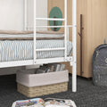 Twin Over Twin Bunk Bed With Metal Frame And Ladder, Space Saving Design,White White Metal