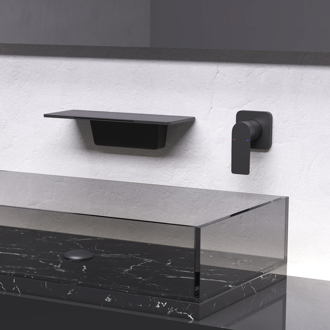 Waterfall Bathroom Sink Faucet Matte Black Brass