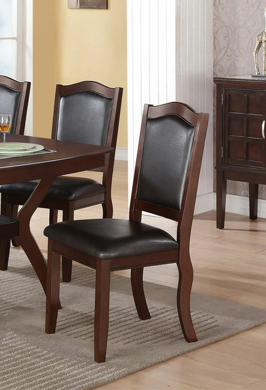 Traditional Formal Set Of 2 Chairs Dark Brown Espresso Dining Seatings Cushion Chair Dark Brown Brown Dining Room Classic,Traditional Dining Chairs Rubberwood Solid Back Solid Wood