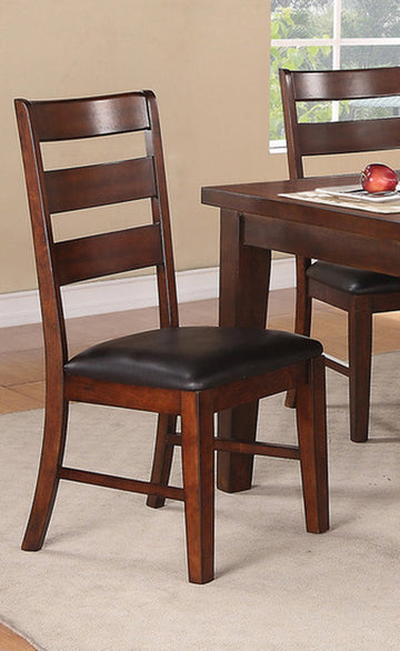 Antique Walnut Finish Solid Wood Set Of 2Pc Chairs Dining Chair Ladder Back Cushion Seats Walnut Brown Dining Room Classic,Contemporary,Modern Dining Chairs Ladder Back Solid Wood