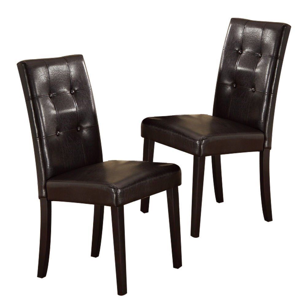 Set of 2pc Chairs Breakfast Dining Dark Brown PU Faux rubberwood-dark brown-brown-dining