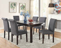 Contemporary Dining Table Blue Grey Polyfiber Upholstery 6X Side Chairs Cushion Seats 7Pc Dining Set Dining Room Furniture Upholstered Chair Wood Blue Grey Seats 6 Wood Dining Room 60 Inches Contemporary,Modern,Transitional Birch 4 Leg Rectangular Dining