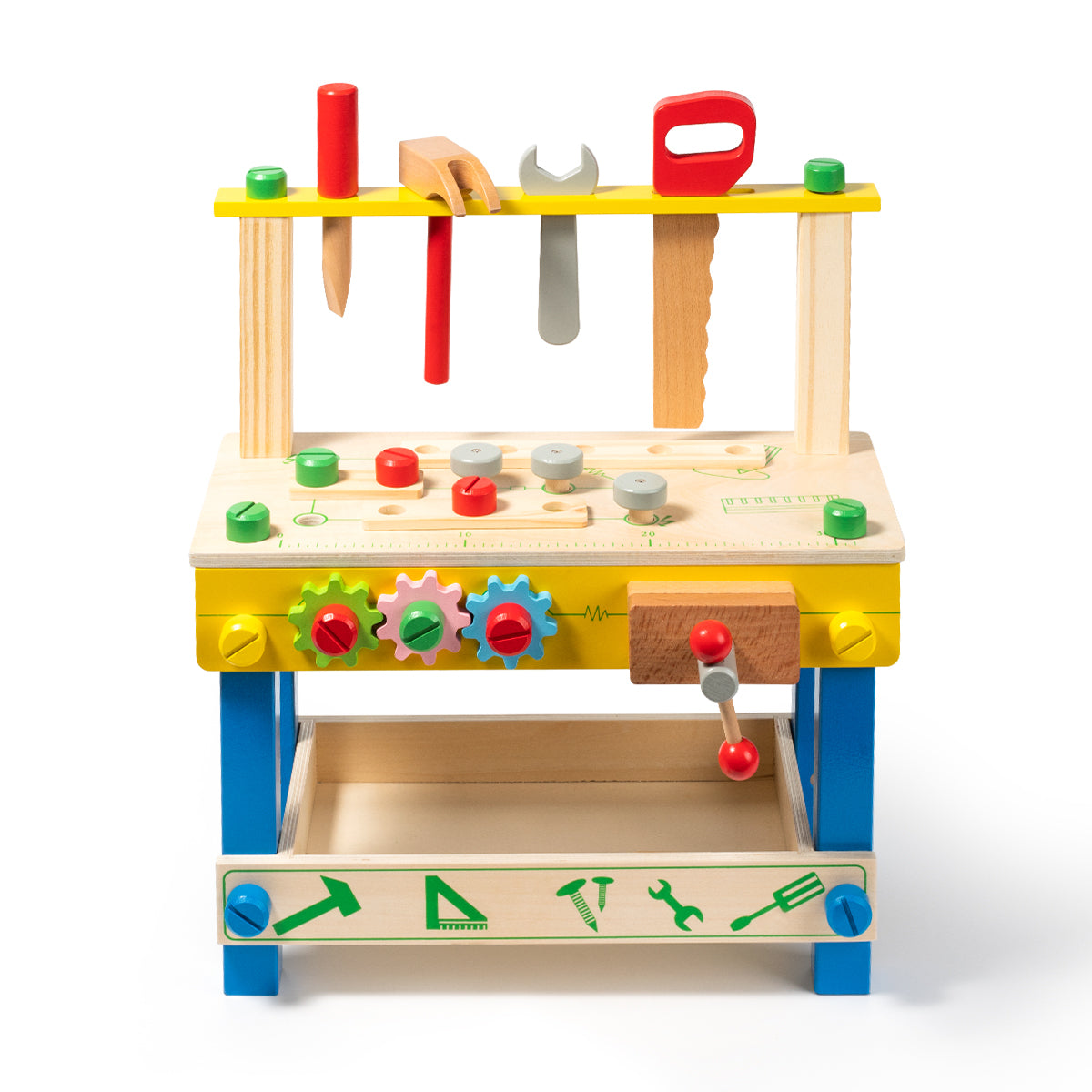 Wooden Tool Workbench Toy for Kids blue-solid wood