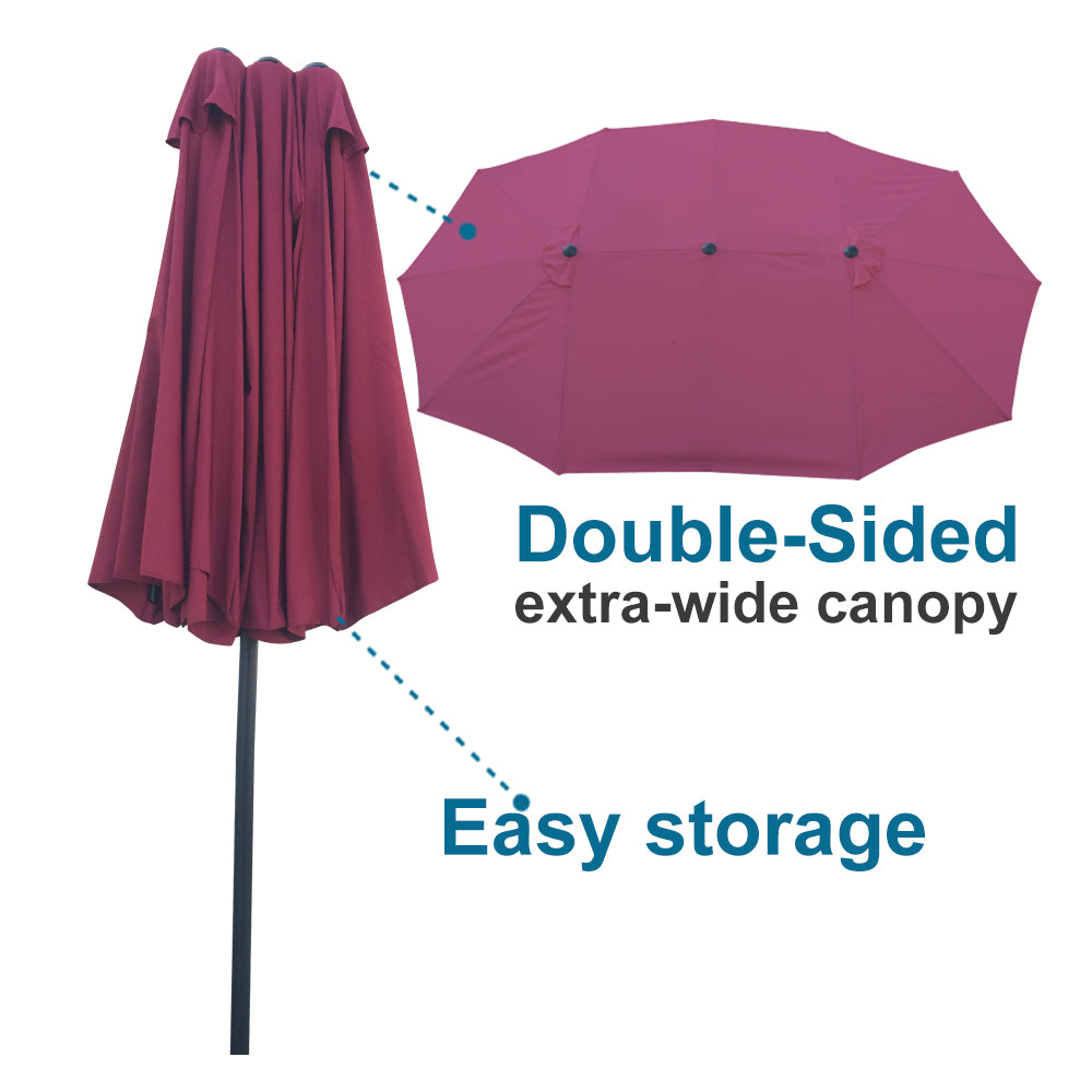 double fold out umbrella for patio 15Ftx9Ftdouble Sided Patio Umbrella Outdoor Market Table Garden Extra