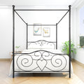 Metal Canopy Bed Frame With Vintage Style Headboard & Footboardeasy Diy Assembly All Parts Included, Queen Black Same As 748G Bk Box Spring Not Required Queen Black Metal Bedroom Bed Frame Metal