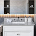 31 Inches Bathroom Stone Vanity Top Calacatta Gray Engineered Marble Color With Undermount Ceramic Sink And 3 Faucet Hole With Backsplash Gray Polyethylene Stone