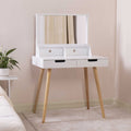 Wooden Mirror Vanity Desk Makeup Table,White White Mdf