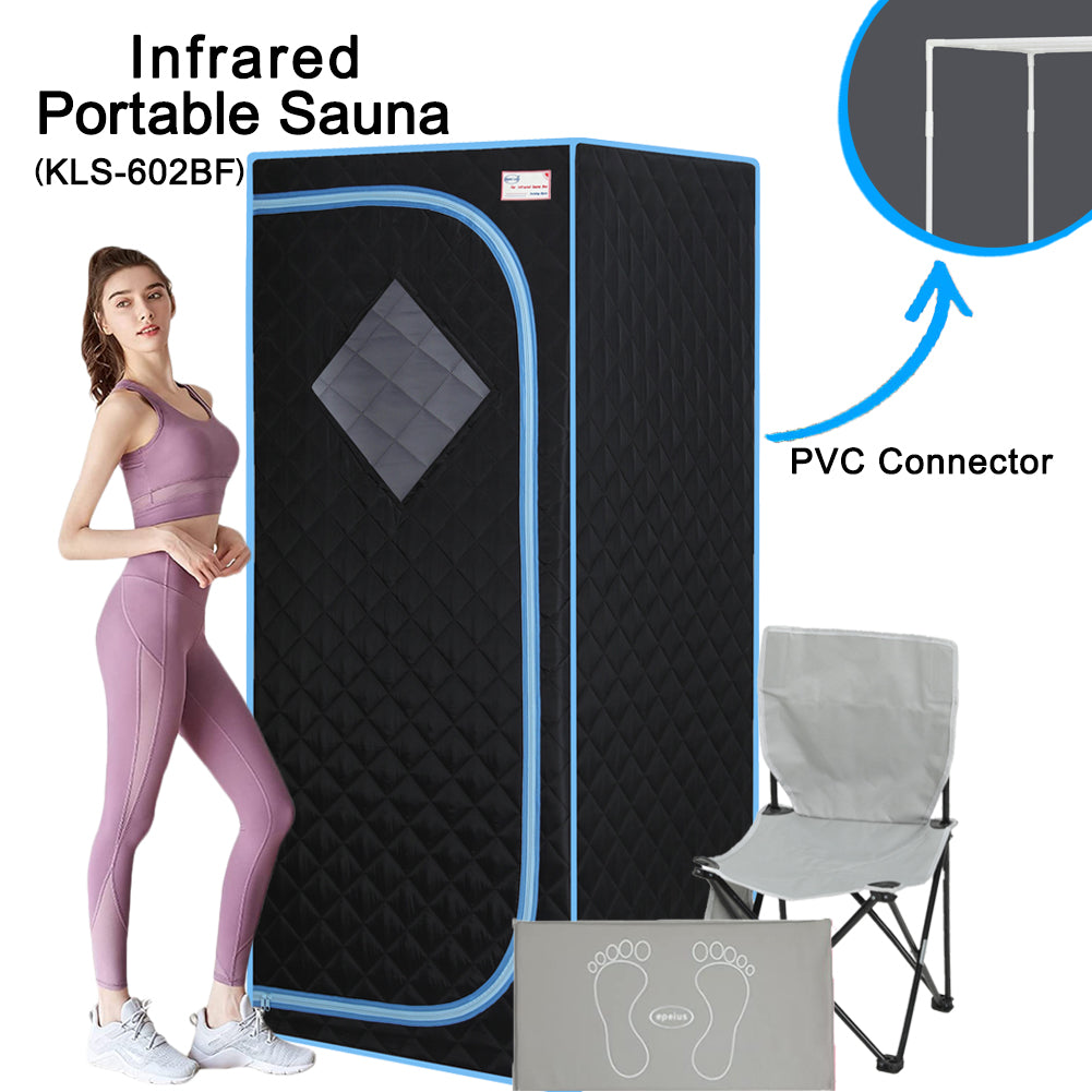 Portable Full Size Black Infrared Sauna Tent Personal Home Spa, With Infrared Panels, Heating Foot Pad,Controller, Foldable Chair ,Reading Light.Easy To Install.Fast Heating, With Fcc Certification. Black Polyester