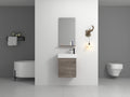 18'' Floating Wall Mounted Bathroom Vanity With White Resin Sink & Soft Close Cabinet Door Plaid Grey Oak 1 Soft Close Doors Bathroom Wall Mounted Modern Plywood Plywood