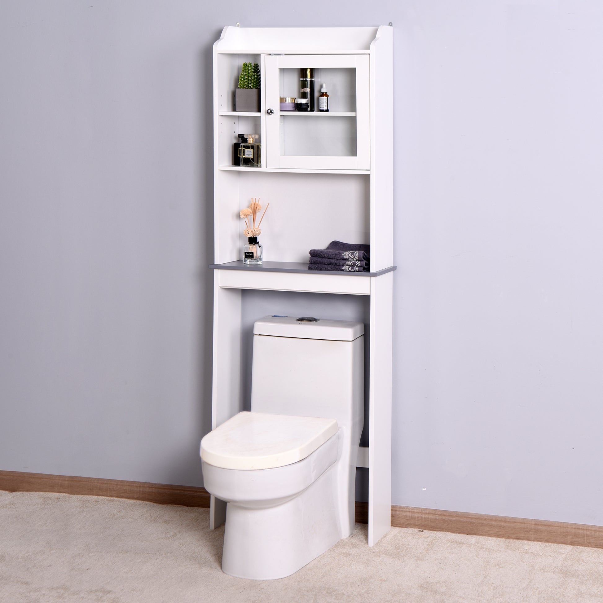 Modern Over The Toilet Space Saver Organization Wood white-mdf