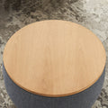 Round Storage Ottoman, 2 In 1 Function, Work As End Table And Ottoman, Dark Grey 25.5