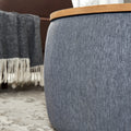 Round Storage Ottoman, 2 In 1 Function, Work As End Table And Ottoman, Dark Grey 25.5