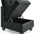 Single Chair For Modular Sectional,Black Velvet 26.5