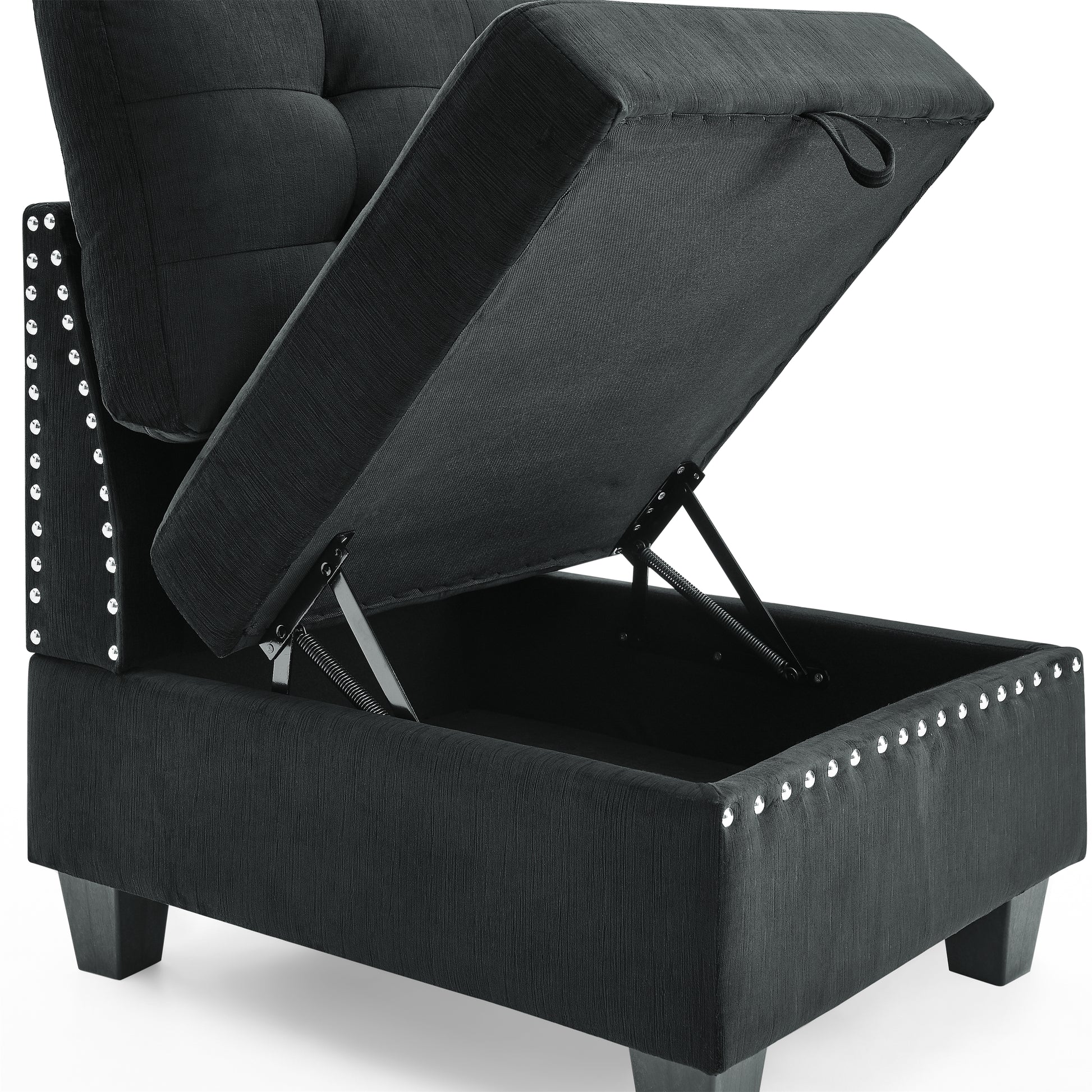 Single Chair For Modular Sectional,Black Velvet 26.5"X31.5"X36" Black Velvet