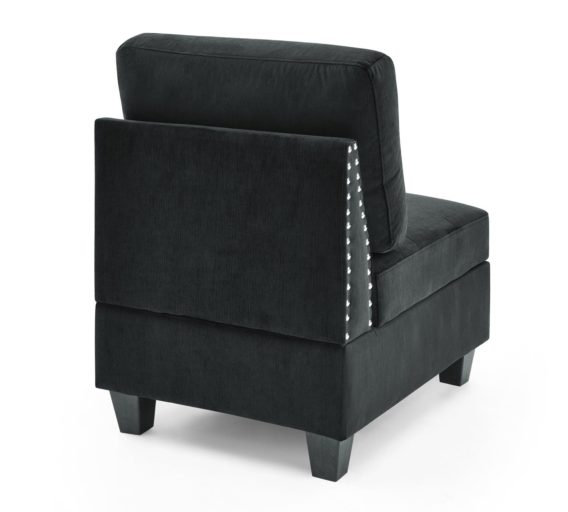 Single Chair For Modular Sectional,Black Velvet 26.5"X31.5"X36" Black Velvet