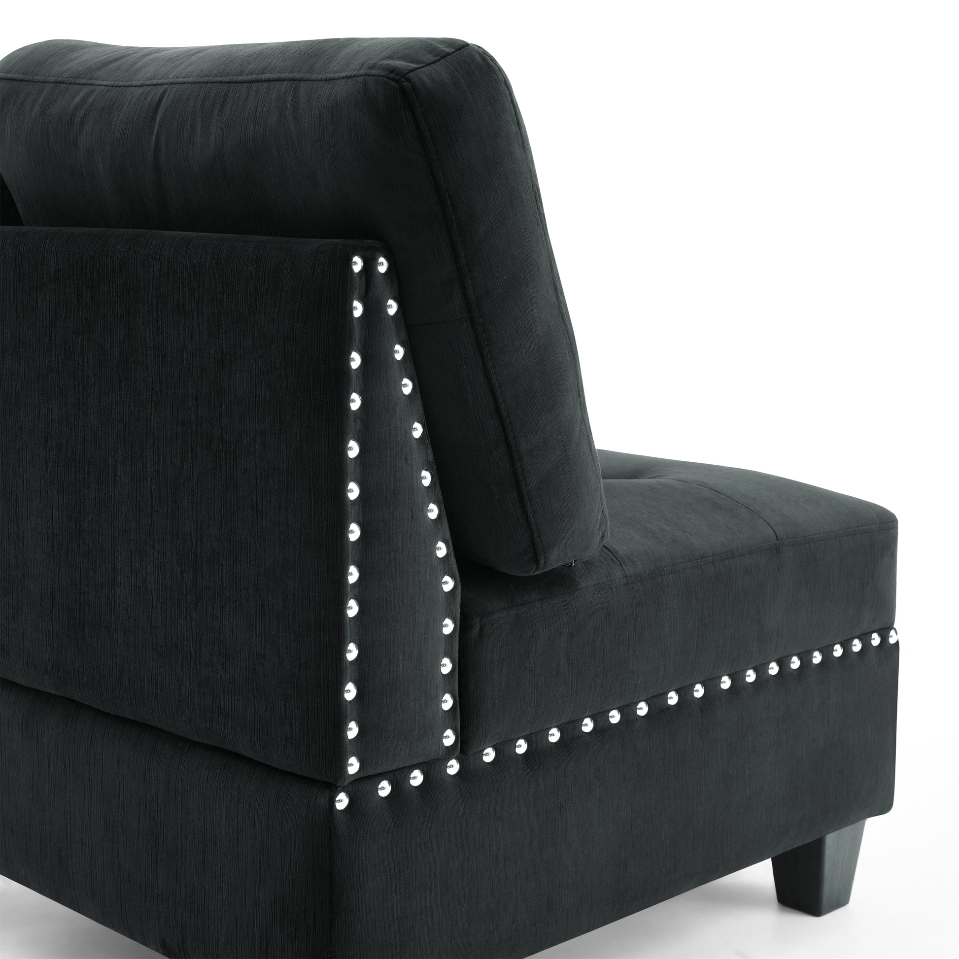 Single Chair For Modular Sectional,Black Velvet 26.5"X31.5"X36" Black Velvet