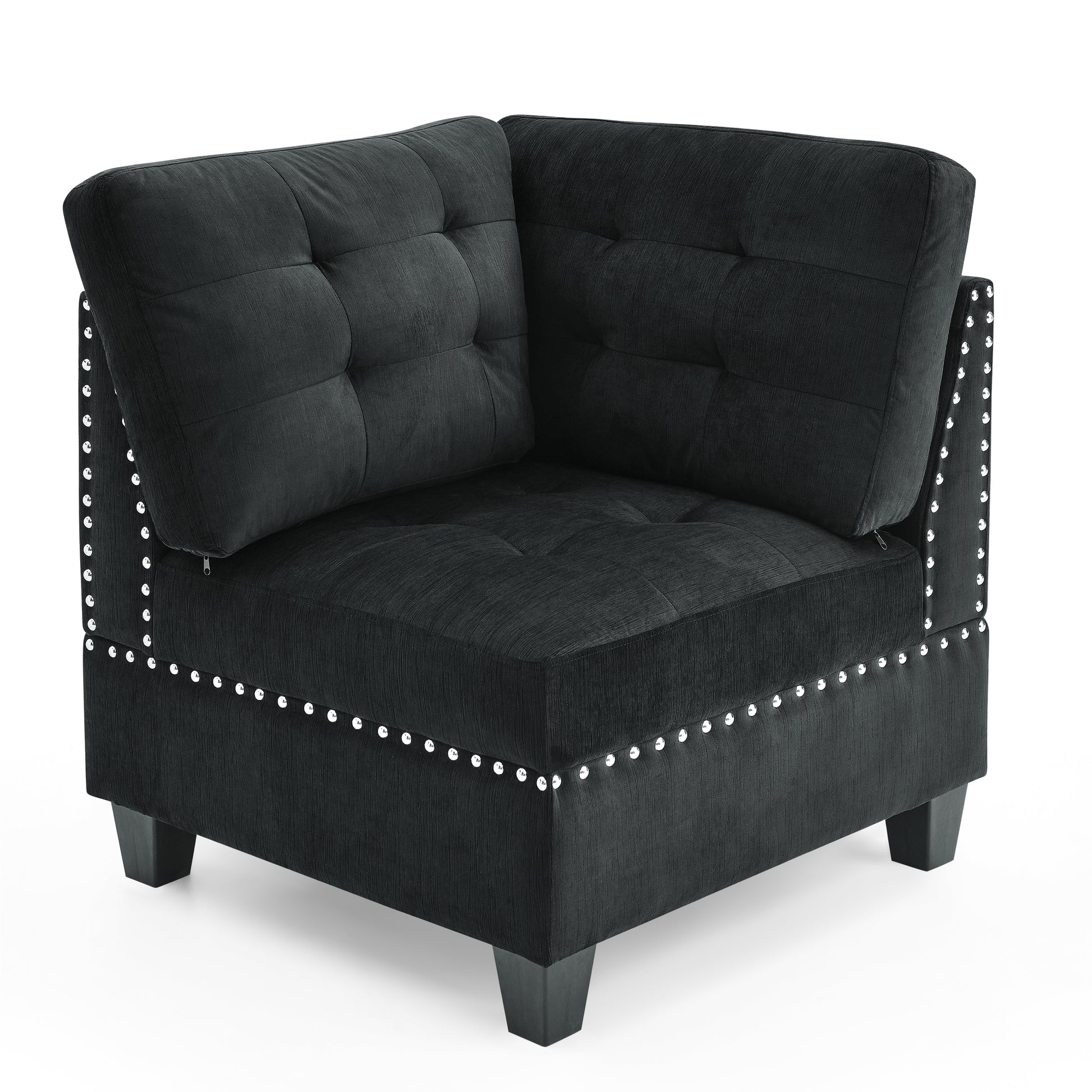 U Shape Modular Sectional Sofa,Diy Combination,Includes Four Single Chair And Two Corner,Black Velvet. Black Velvet