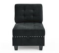 L Shape Modular Sectional Sofa,Diy Combination,Includes Three Single Chair And Three Corner ,Black Velvet. Black Foam Velvet