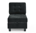 U Shape Modular Sectional Sofa,Diy Combination,Includes Seven Single Chair,Four Corner And One Ottoman,Black Velvet. Black Plywood Velvet