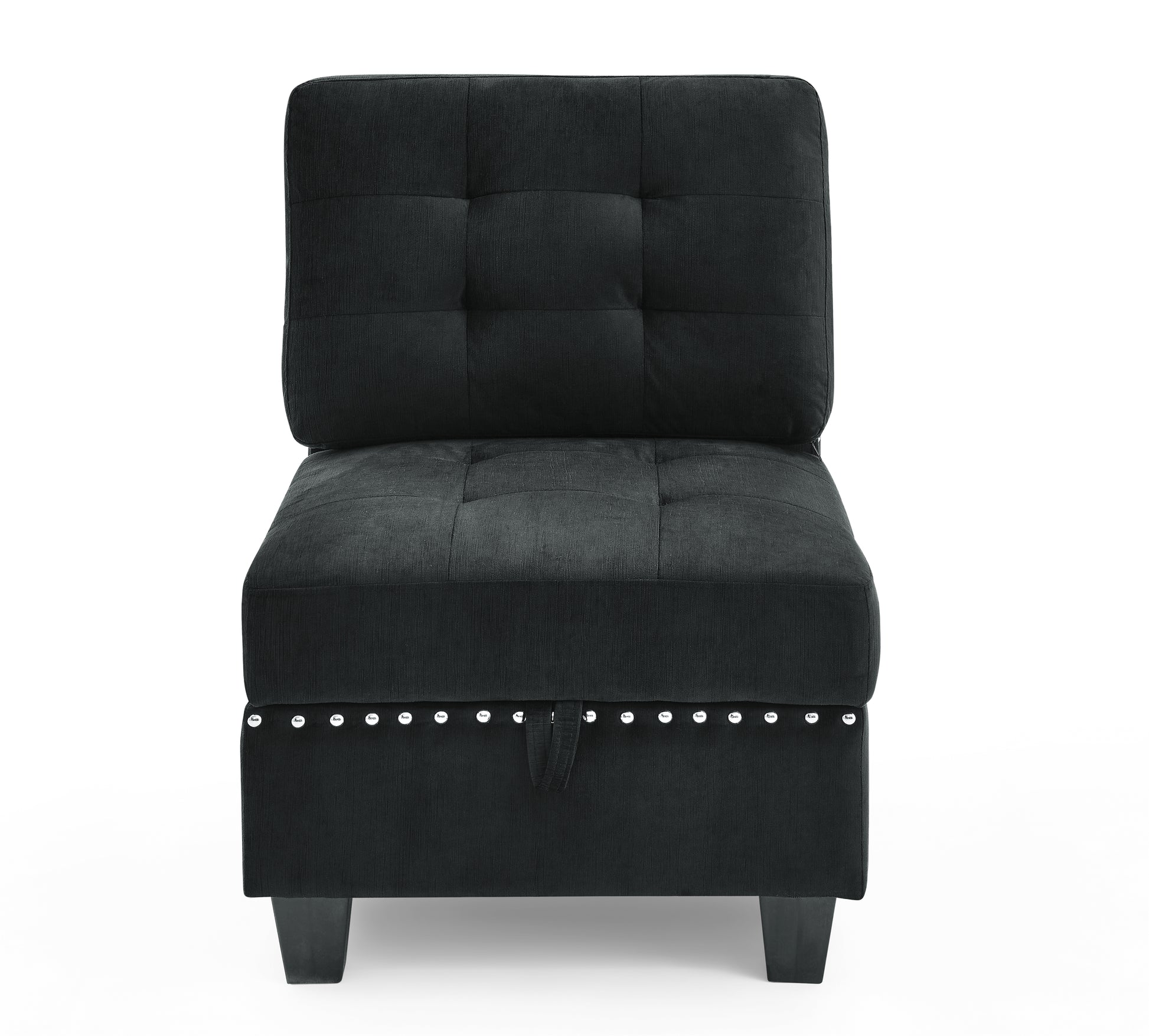 Single Chair For Modular Sectional,Black Velvet 26.5"X31.5"X36" Black Velvet