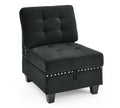 U Shape Modular Sectional Sofa,Diy Combination,Includes Four Single Chair And Two Corner,Black Velvet. Black Velvet