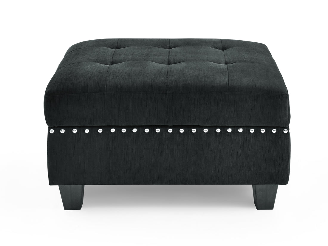 Ottoman For Modular Sectional,Black Velvet 25.5"X31.5"X19" Black Fabric