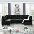 U Shape Modular Sectional Sofa,Diy Combination,Includes Four Single Chair And Two Corner,Black Velvet. Black Velvet