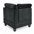 L Shape Modular Sectional Sofa,Diy Combination,Includes Three Single Chair And Three Corner ,Black Velvet. Black Foam Velvet