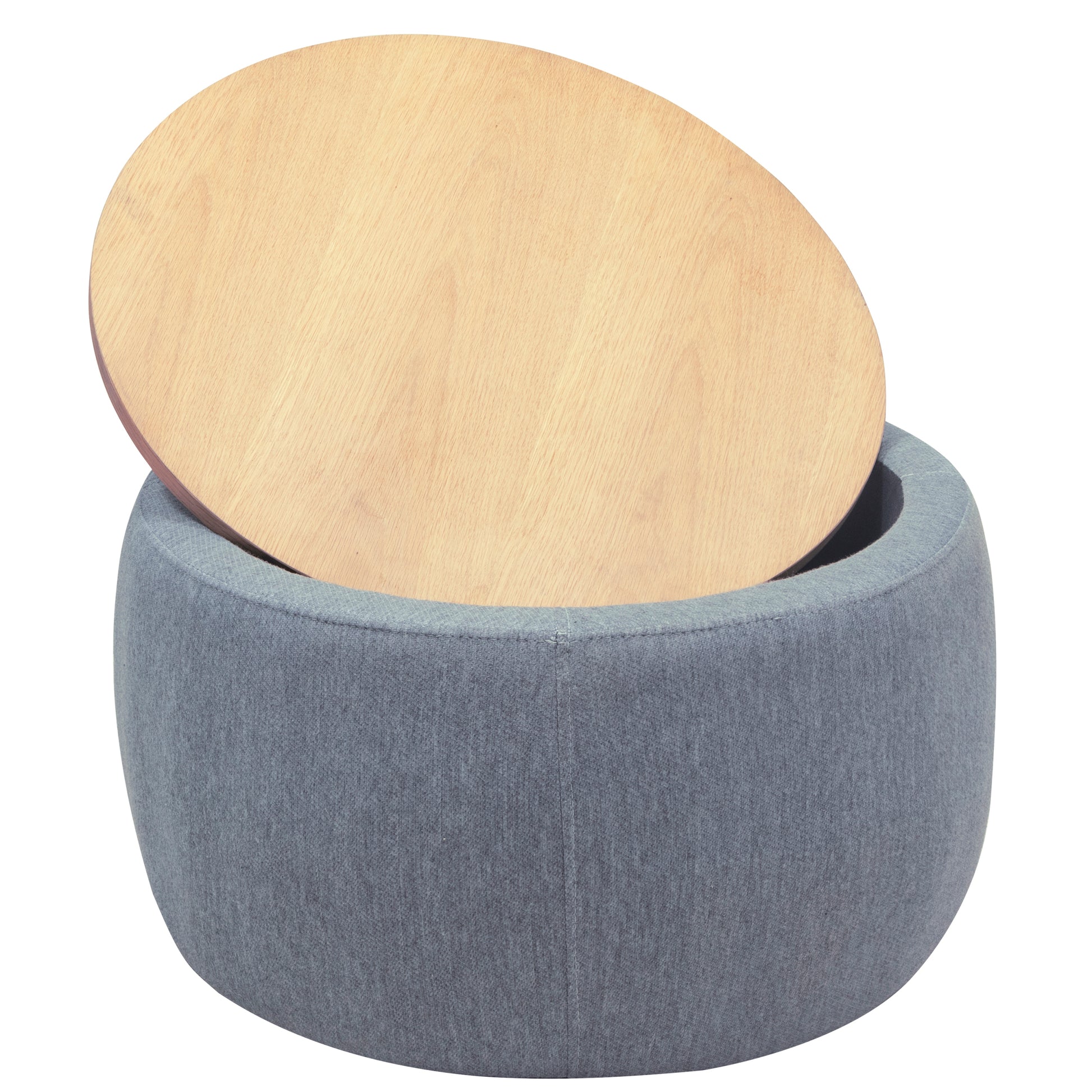 Round Storage Ottoman, 2 In 1 Function, Work As End Table And Ottoman, Dark Grey 25.5"X25.5"X14.5" Dark Grey Mdf