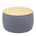 Round Storage Ottoman, 2 In 1 Function, Work As End Table And Ottoman, Dark Grey 25.5