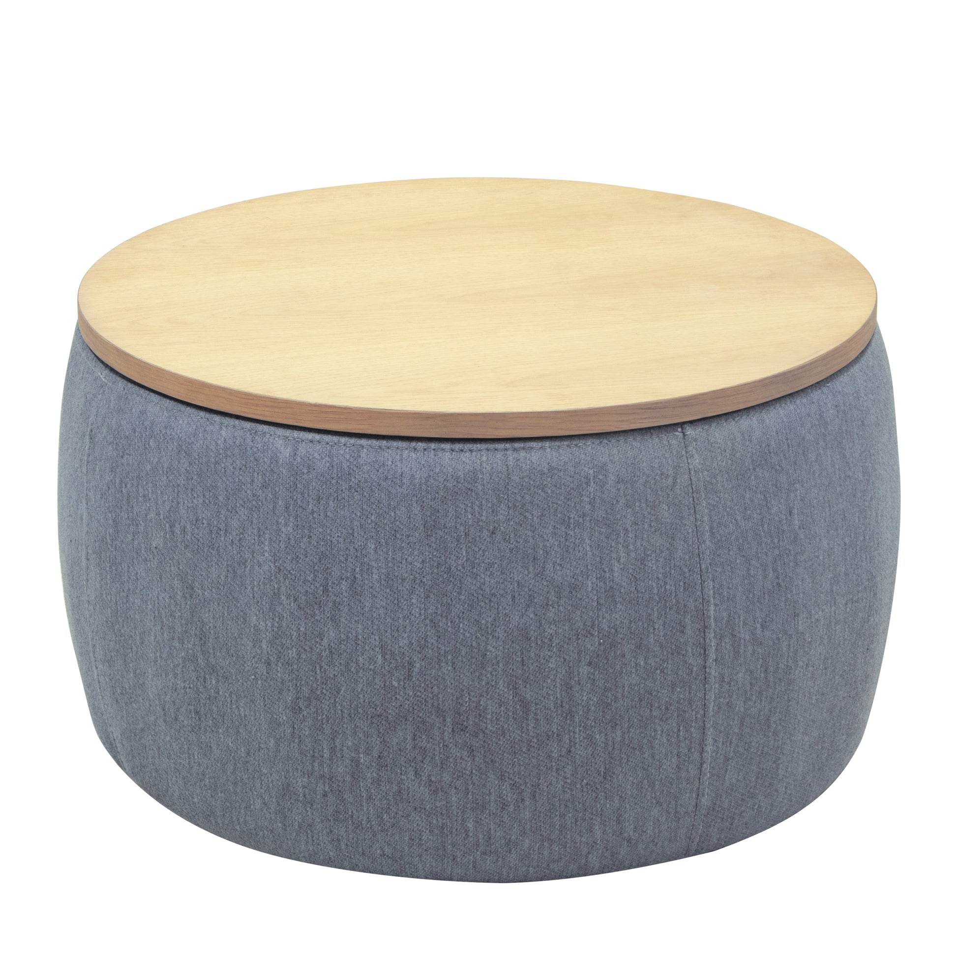Round Storage Ottoman, 2 In 1 Function, Work As End Table And Ottoman, Dark Grey 25.5"X25.5"X14.5" Dark Grey Mdf