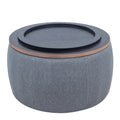 Round Storage Ottoman, 2 In 1 Function, Work As End Table And Ottoman, Dark Grey 25.5