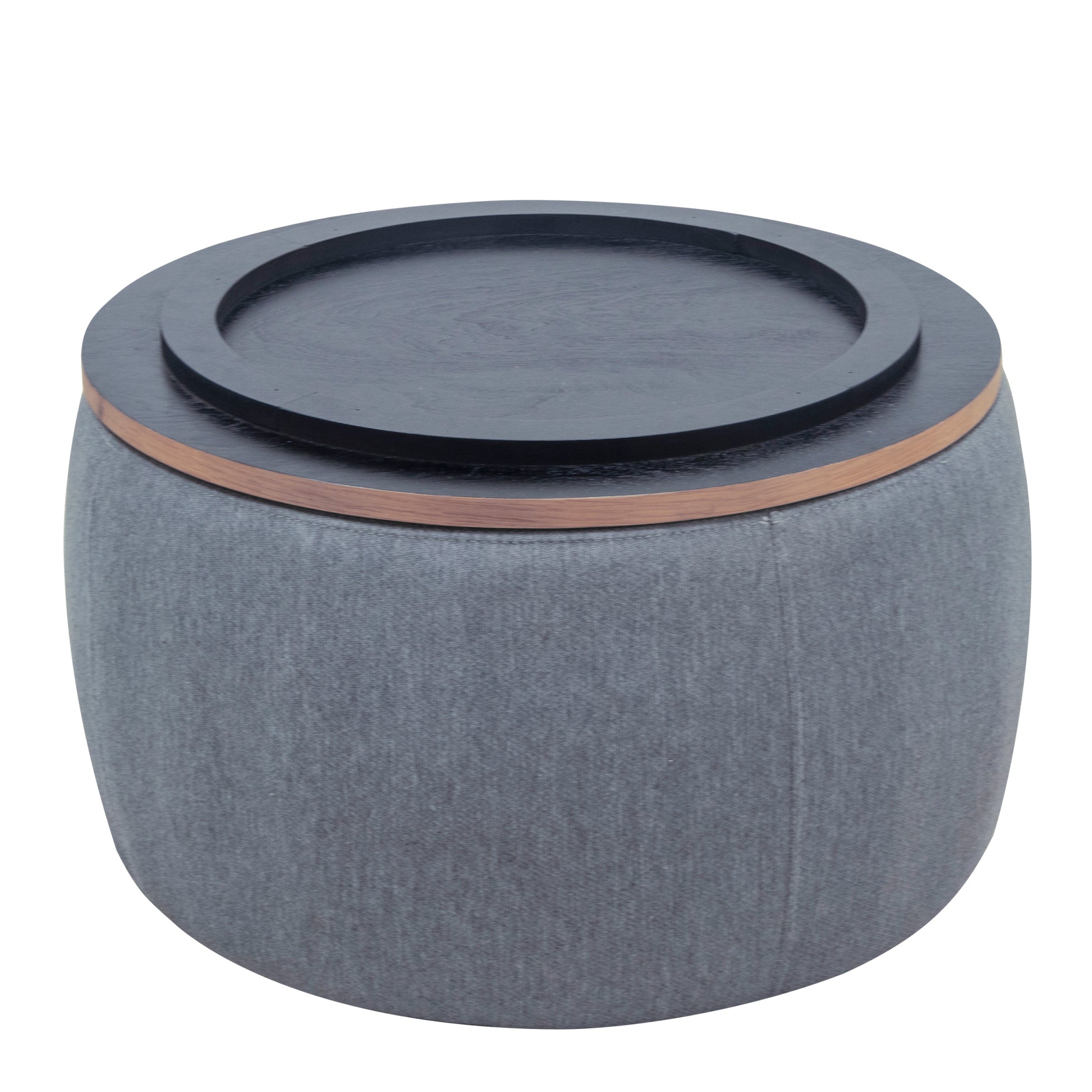 Round Storage Ottoman, 2 In 1 Function, Work As End Table And Ottoman, Dark Grey 25.5"X25.5"X14.5" Dark Grey Mdf