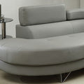 Living Room Furniture Sectional Sofa 2Pc Set Grey Faux Leather Flip Up Headrest Light Grey Faux Leather Primary Living Space Contemporary L Shaped Pillow Top Arms Bonded Leather 4 Seat