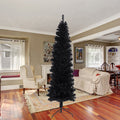 7.5Ft Black Slim Artificial Christmas Tree Includes Foldable Metal Stand Black Polyester