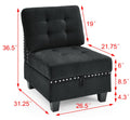 L Shape Modular Sectional Sofa,Diy Combination,Includes Three Single Chair And Three Corner ,Black Velvet. Black Foam Velvet