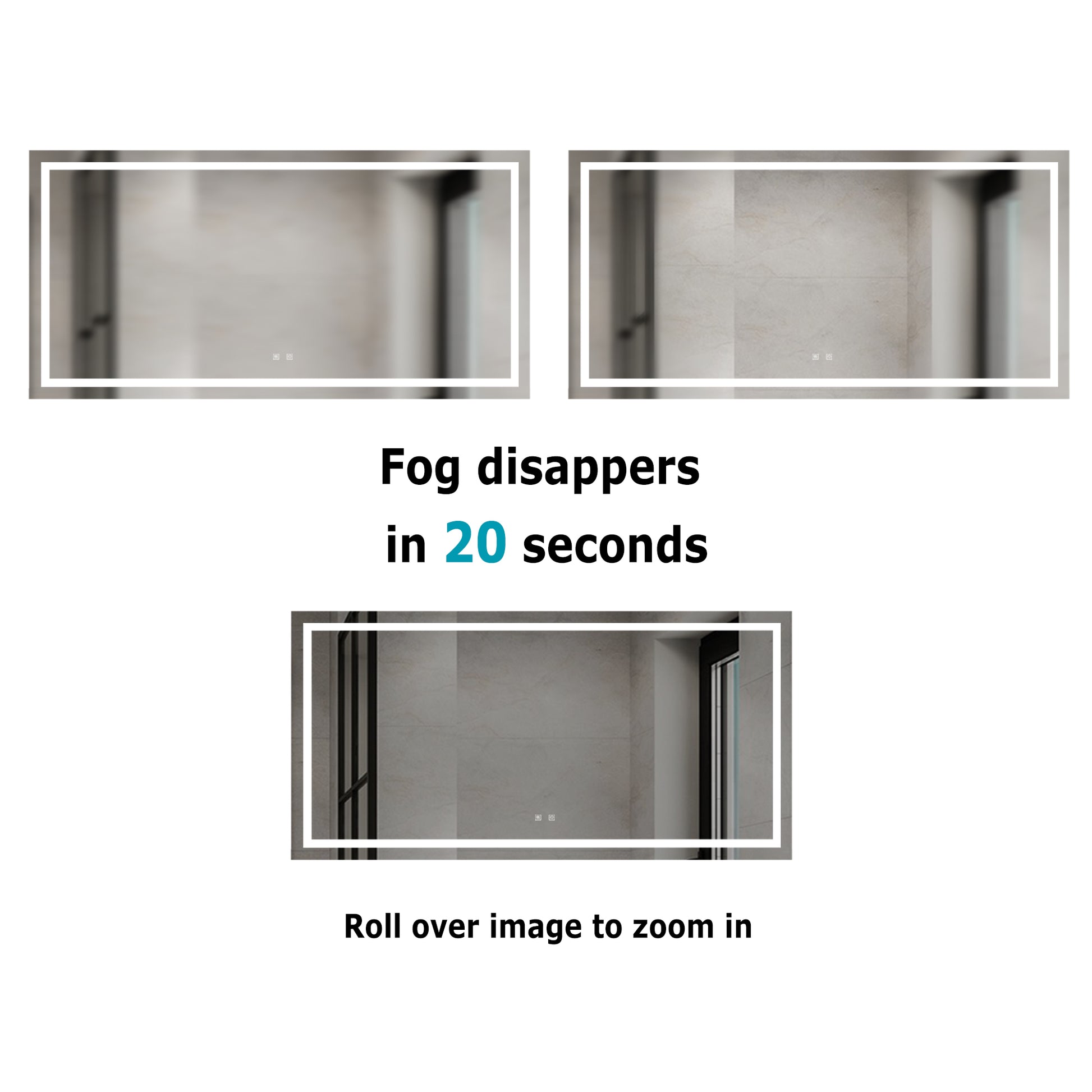 72 X 36 Inch Frameless Rectangular Led Bathroom Vanity Mirror With Touch Sensor, Anti Fog, And 3 Color Options In Silver Silver Glass