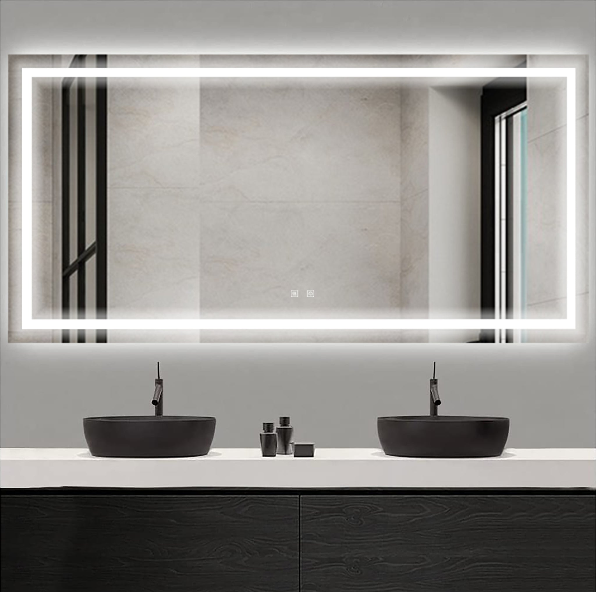 Bathroom Vanity LED Lighted Mirror 72*36 natural-glass