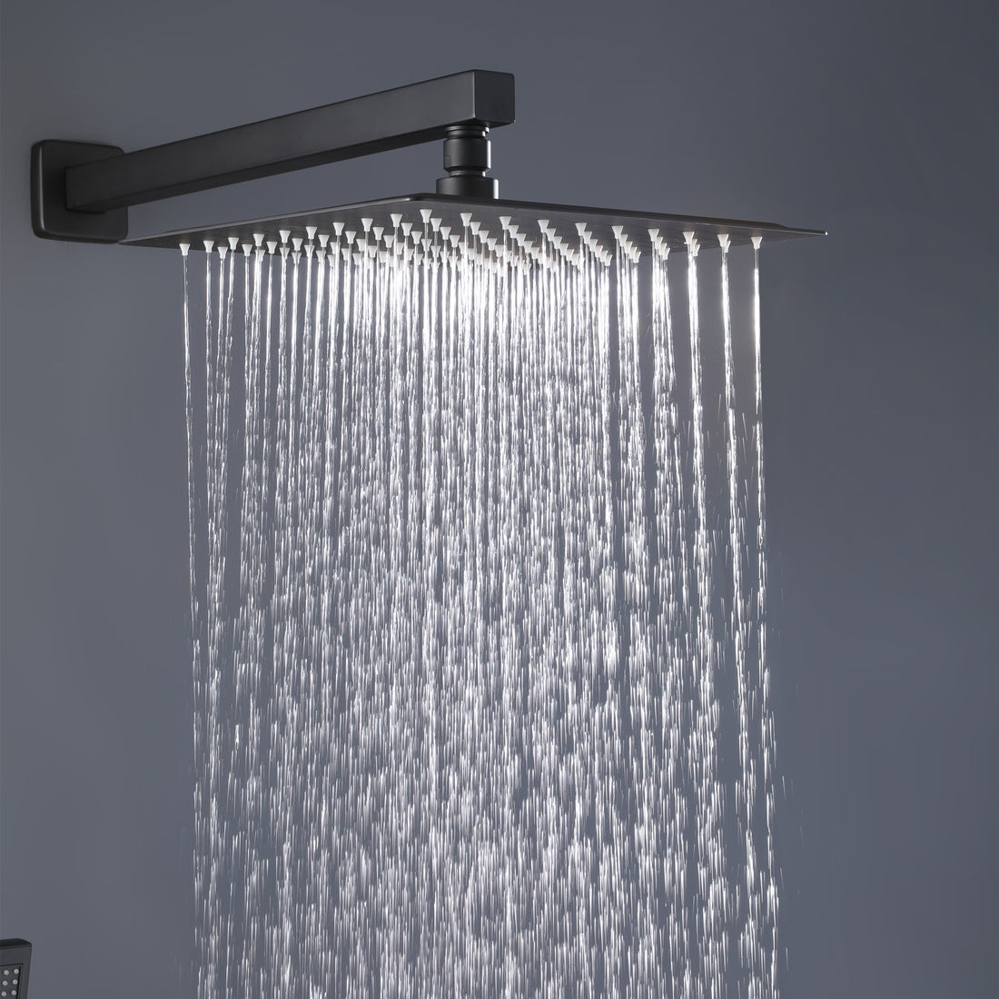 Trustmade 12 Inches Matte Black Shower System Bathroom Luxury Rain Mixer Shower Combo Set Wall Mounted Rainfall Shower Head System, Rough In Valve Body And Trim Included 2W01 Black Stainless Steel