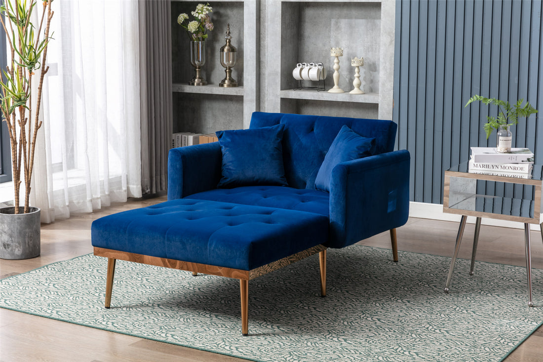 Coolmore Fashionable And Classic Style Chaise Lounge Chair Accent Chair For Living Room, Bedroom Navy Velvet Navy Foam Velvet