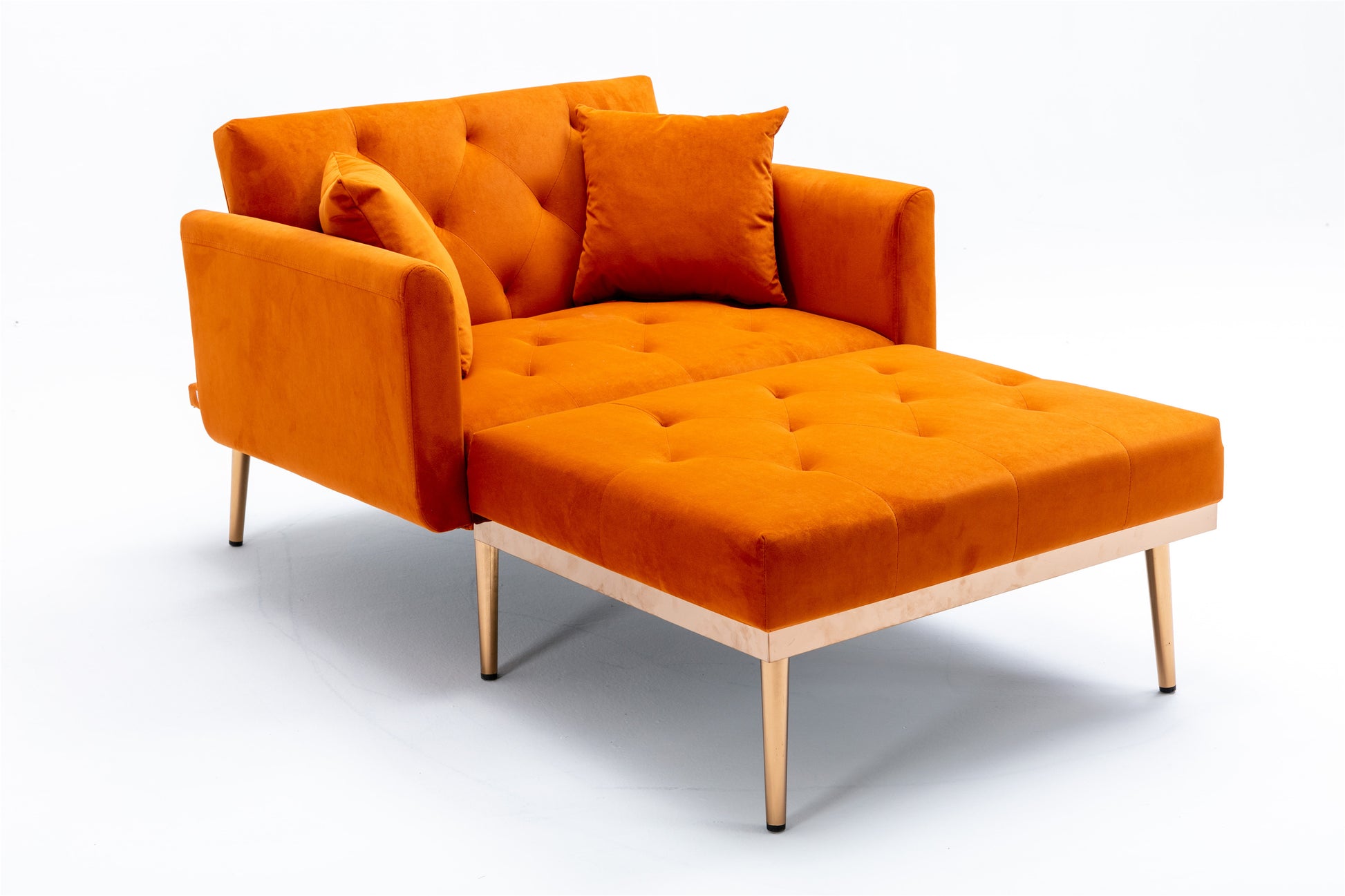 Coolmore Fashionable And Classic Style Chaise Lounge Chair Accent Chair For Living Room, Bedroom Orange Orange Foam Velvet