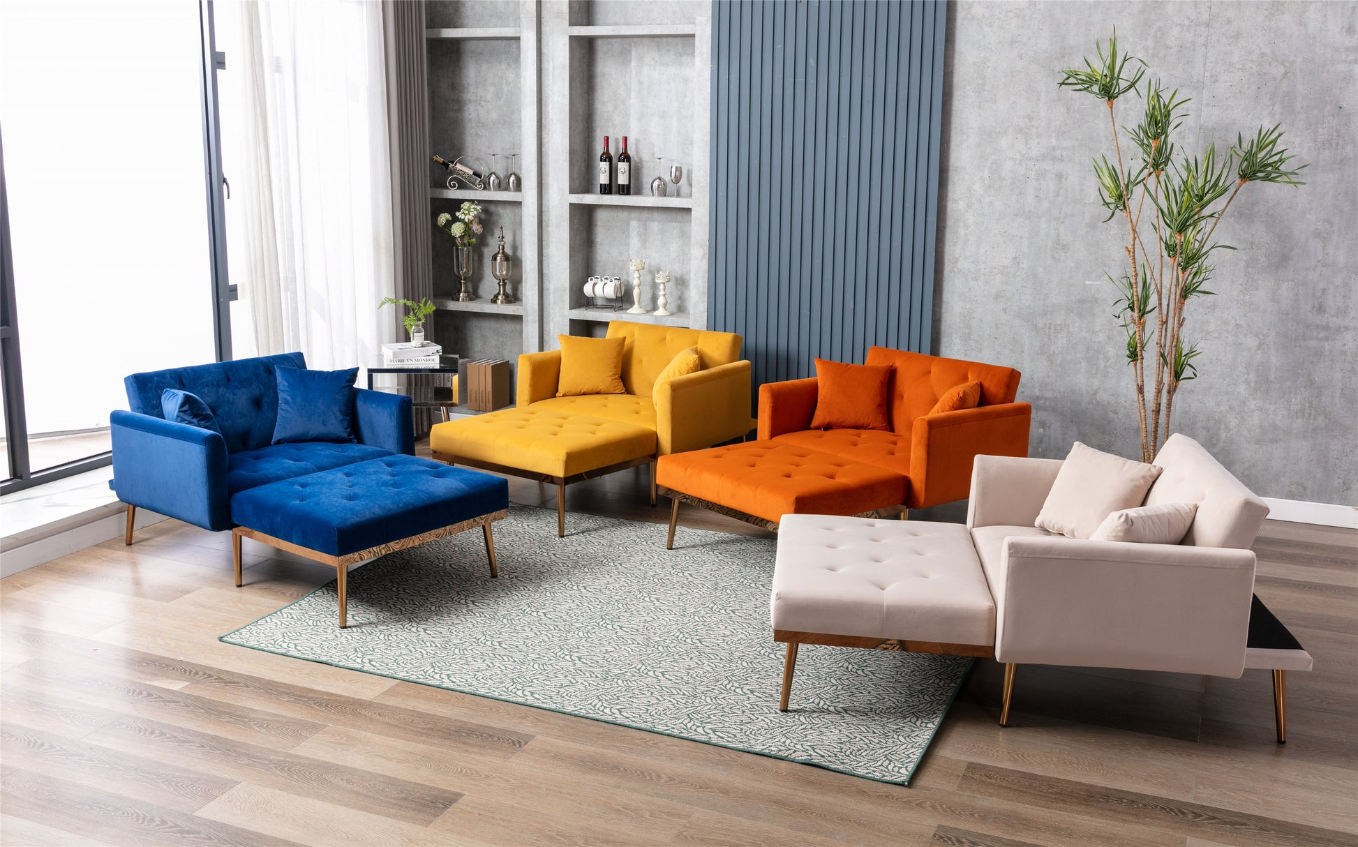 Coolmore Fashionable And Classic Style Chaise Lounge Chair Accent Chair For Living Room, Bedroom Orange Orange Foam Velvet