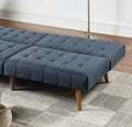 Navy Color Modern Convertible Sofa 1Pc Set Couch Polyfiber Plush Tufted Cushion Sofa Living Room Furniture Wooden Legs Navy Primary Living Space Tufted Back Modern,Transitional Rubberwood Armless Fabric 2 Seat