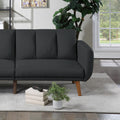 Elegant Modern Sofa Black Polyfiber 1Pc Sofa Convertible Bed Wooden Legs Living Room Lounge Guest Furniture Black Primary Living Space Cushion Back Contemporary,Mid Century Modern,Modern Square Arms Fabric 2 Seat