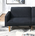 Modern Electric Look 1Pc Convertible Sofa Couch Black Linen Like Fabric Cushion Clean Lines Wooden Legs Living Room Black Wood Primary Living Space Cushion Back Modern,Transitional Square Arms Fabric 2 Seat