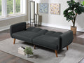 Elegant Modern Sofa Black Polyfiber 1Pc Sofa Convertible Bed Wooden Legs Living Room Lounge Guest Furniture Black Primary Living Space Cushion Back Contemporary,Mid Century Modern,Modern Square Arms Fabric 2 Seat