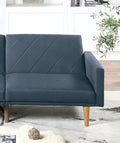 Modern Electric Look 1Pc Convertible Sofa Couch Navy Color Linen Like Fabric Cushion Wooden Legs Living Room Navy Primary Living Space Cushion Back Modern,Transitional Square Arms Fabric 2 Seat